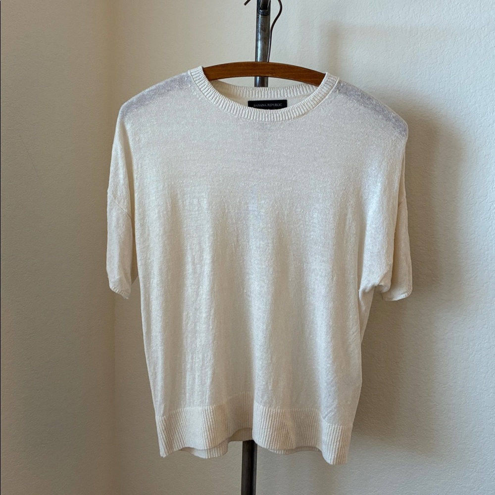 Banana Republic Linen blend crewneck sweater minimal soft girl Coastal Capsule